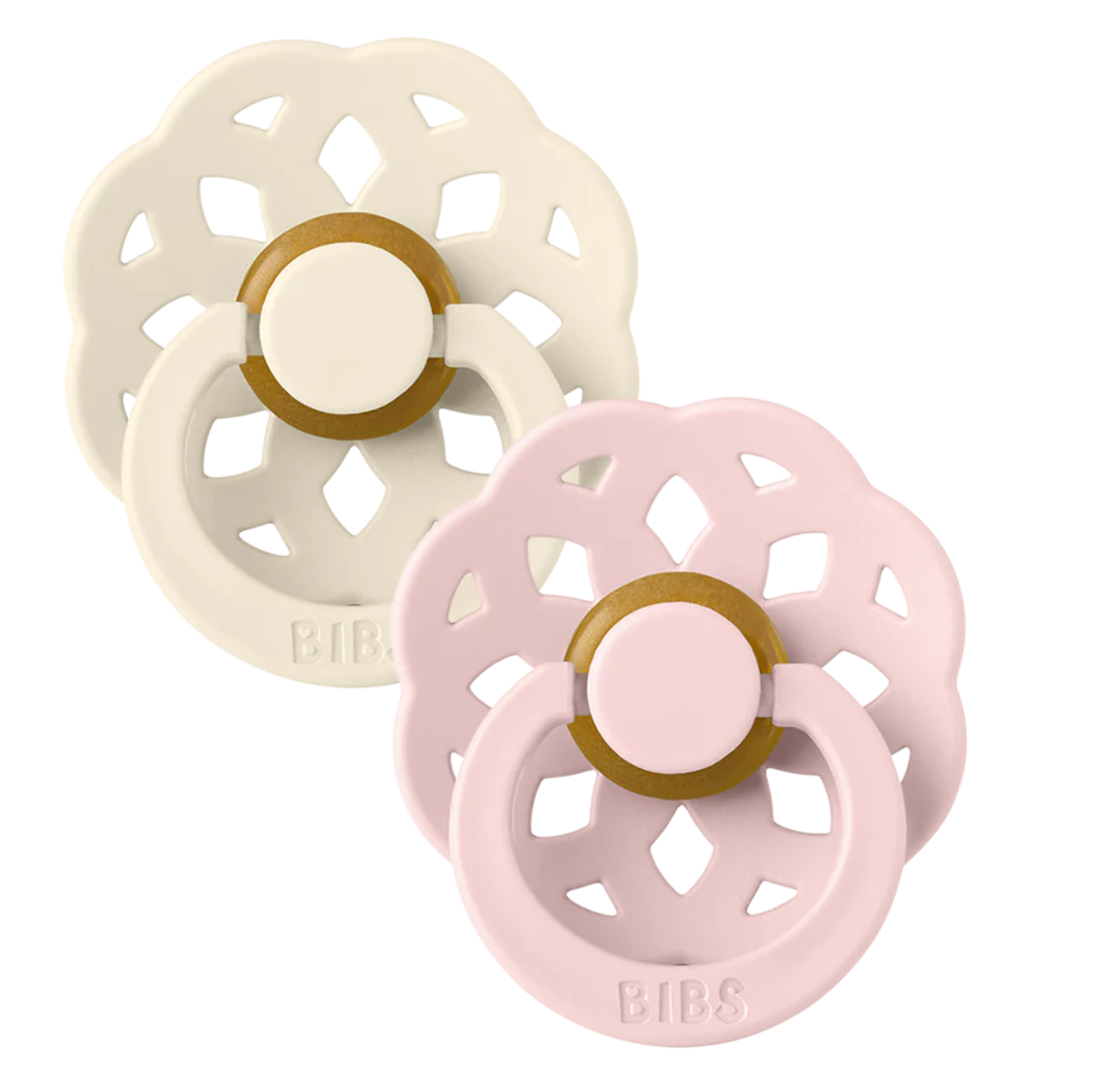 BIBS Pacifiers Boheme Latex 2 Pack: Ivory/Blossom