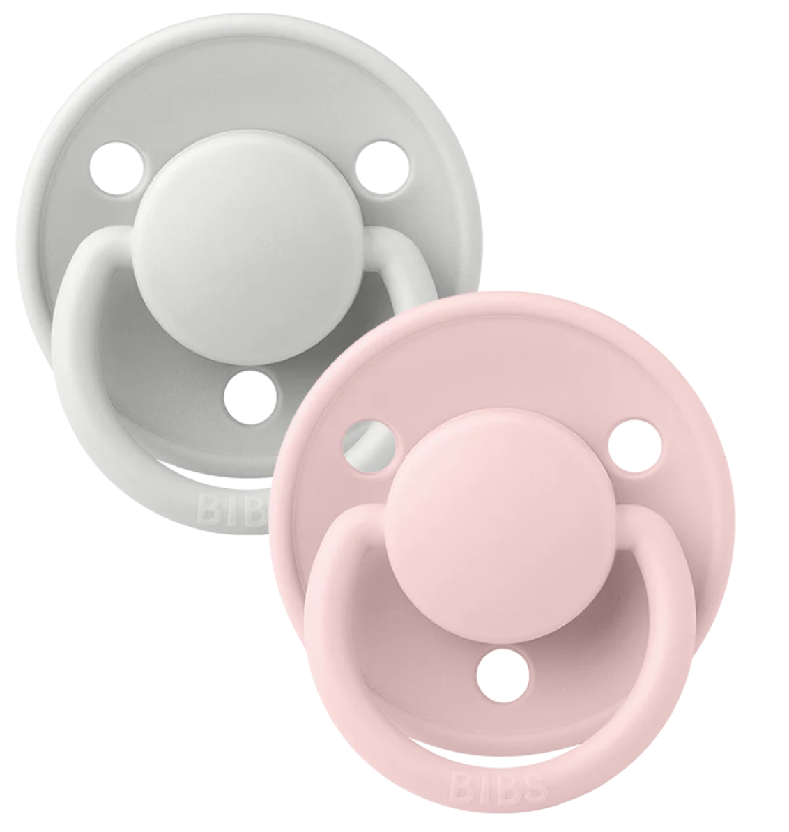 BIBS Pacifiers De Lux Silicone 2 Pack: Haze/Blossom
