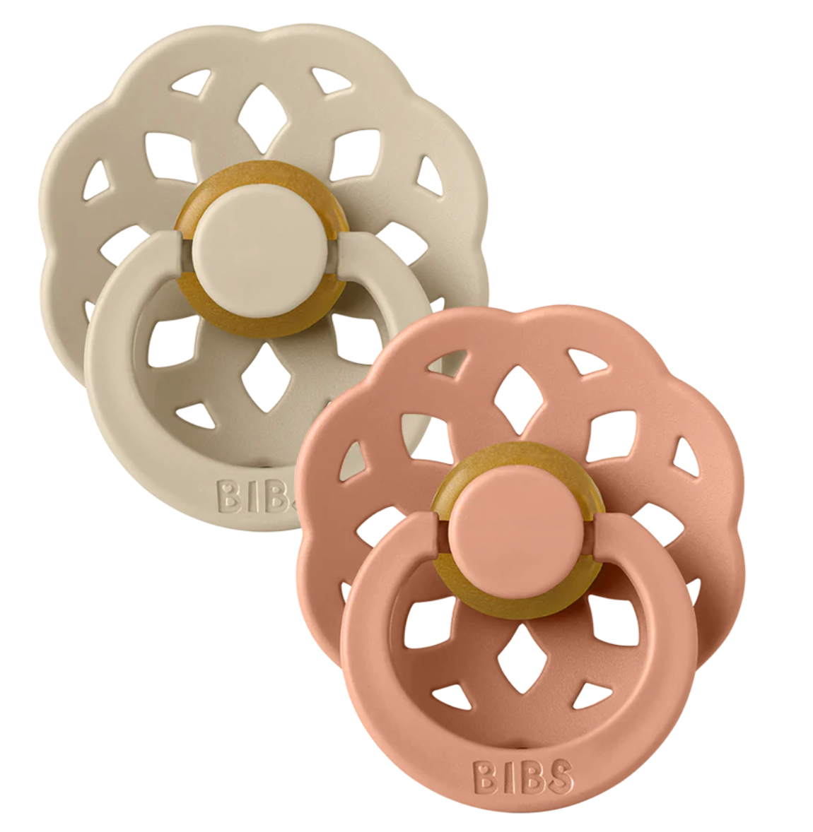 BIBS Pacifiers Boheme Latex 2 Pack: Vanilla/Peach