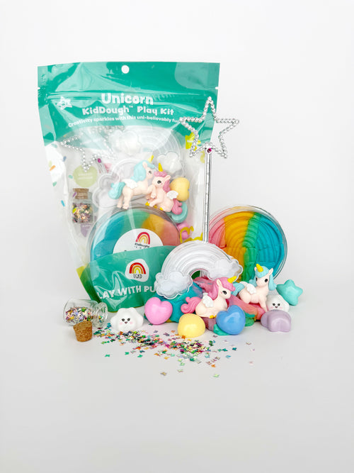 Earth Grown KidDough Sensory Play Dough Kit: Unicorn Rainbow (Rainbow Sherbet Scented)