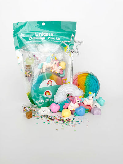 Earth Grown KidDough Play Dough Kit: Unicorn Rainbow (Rainbow Sherbet Scented)