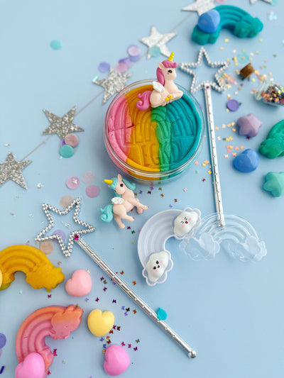 Earth Grown KidDough Play Dough Kit: Unicorn Rainbow (Rainbow Sherbet Scented)