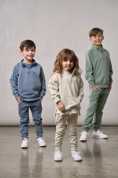 Little Bipsy Quarter Zip Pullover: Basil Wash
