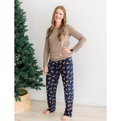 Kickee Pants Womens Long Sleeve Pajama Set: Peacoat Elk