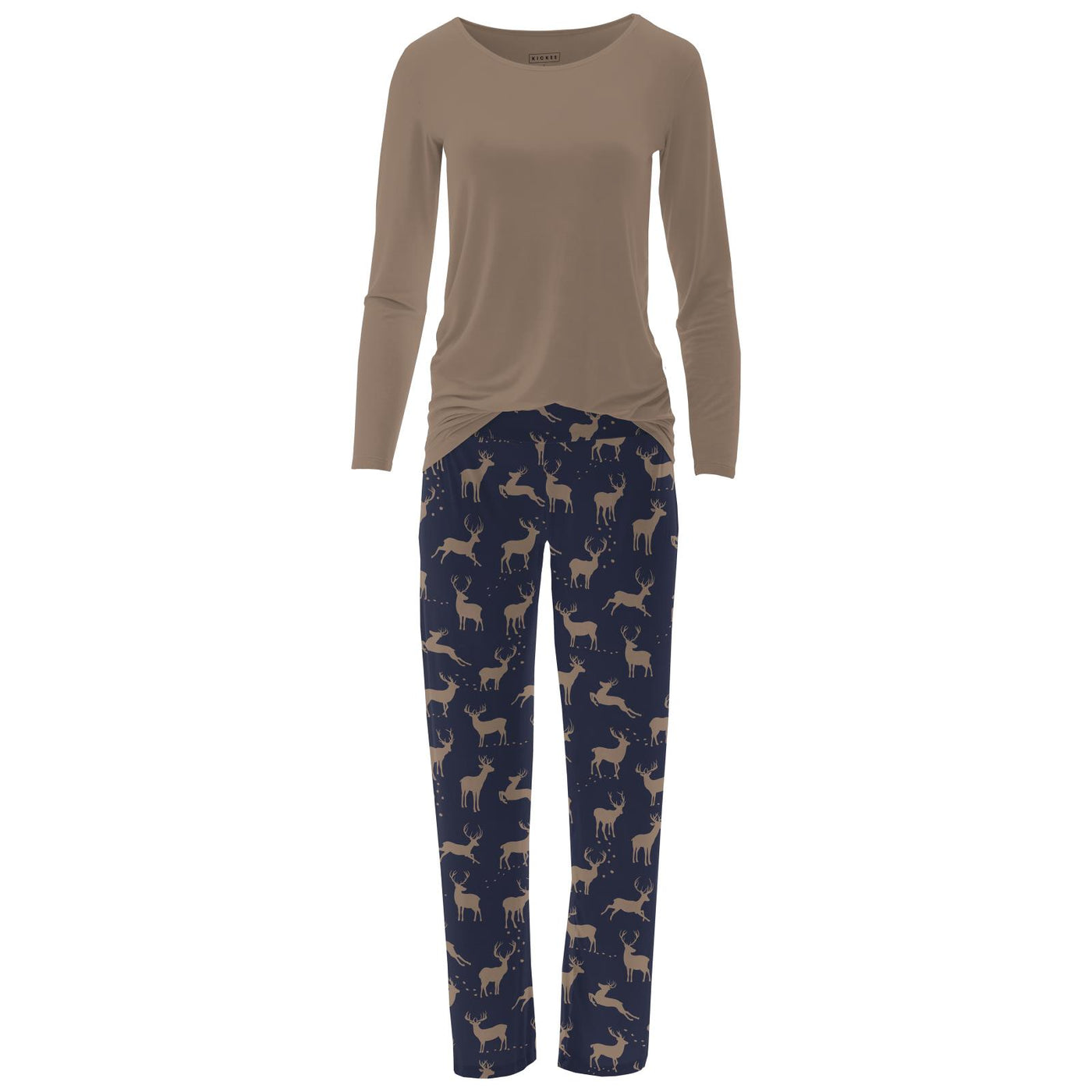 Kickee Pants Womens Long Sleeve Pajama Set: Peacoat Elk