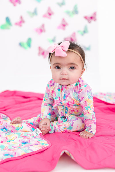 Birdie Bean Ruffle Convertible Romper: Dahlia