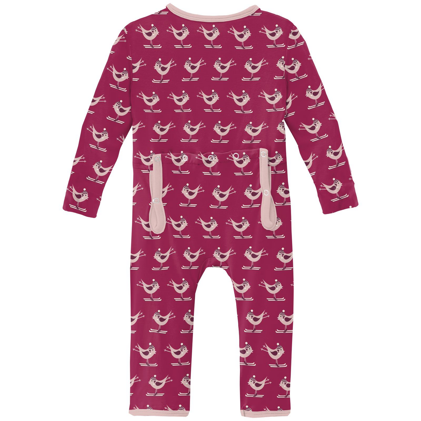 Kickee Pants Coverall with 2 Way Zipper: Berry Ski Birds