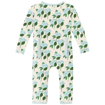 Kickee Pants Coverall with 2 Way Zipper: Hydrangea Bouquet