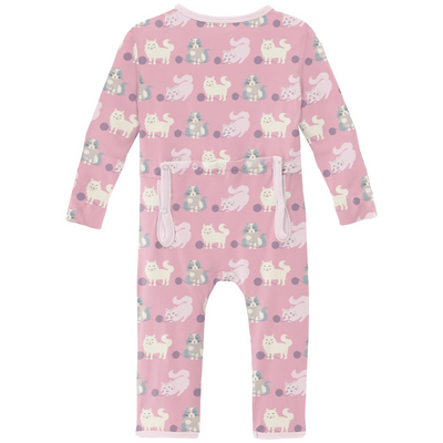 Kickee Pants Coverall with 2 Way Zipper: Cake Pop Cats and Yarn