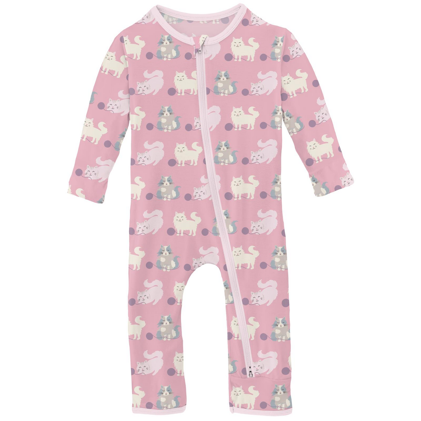 Kickee Pants Coverall with 2 Way Zipper: Cake Pop Cats and Yarn