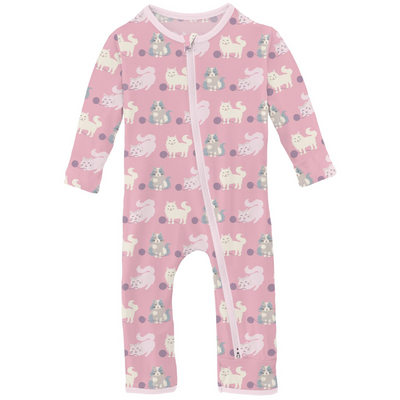 Kickee Pants Coverall with 2 Way Zipper: Cake Pop Cats and Yarn