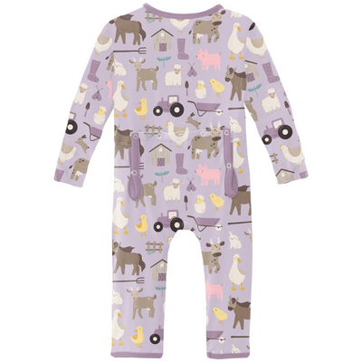 Kickee Pants Coverall with 2 Way Zipper: Thistle Morning on the Farm