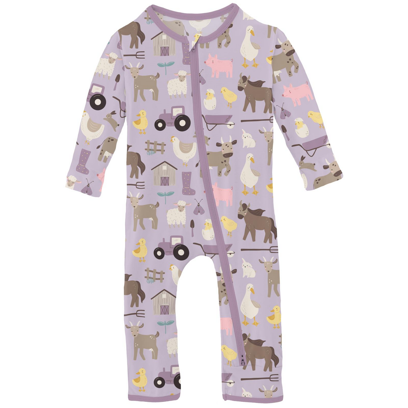Kickee Pants Coverall with 2 Way Zipper: Thistle Morning on the Farm