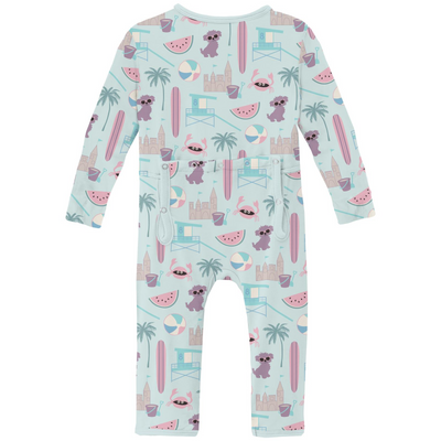 Kickee Pants Coverall with 2 Way Zipper: Fresh Air Beach Day