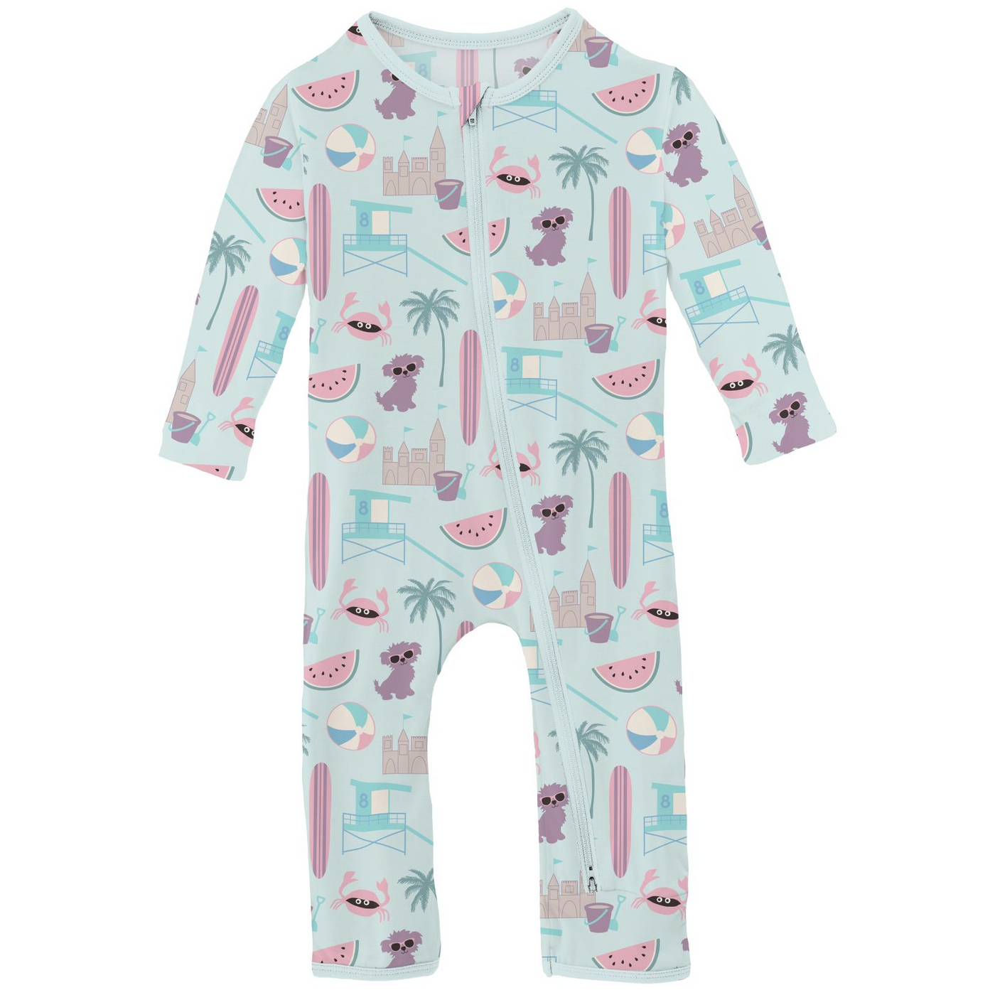 Kickee Pants Coverall with 2 Way Zipper: Fresh Air Beach Day