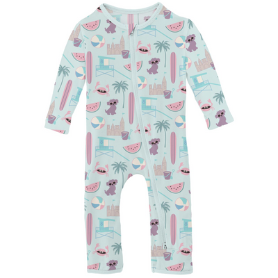 Kickee Pants Coverall with 2 Way Zipper: Fresh Air Beach Day