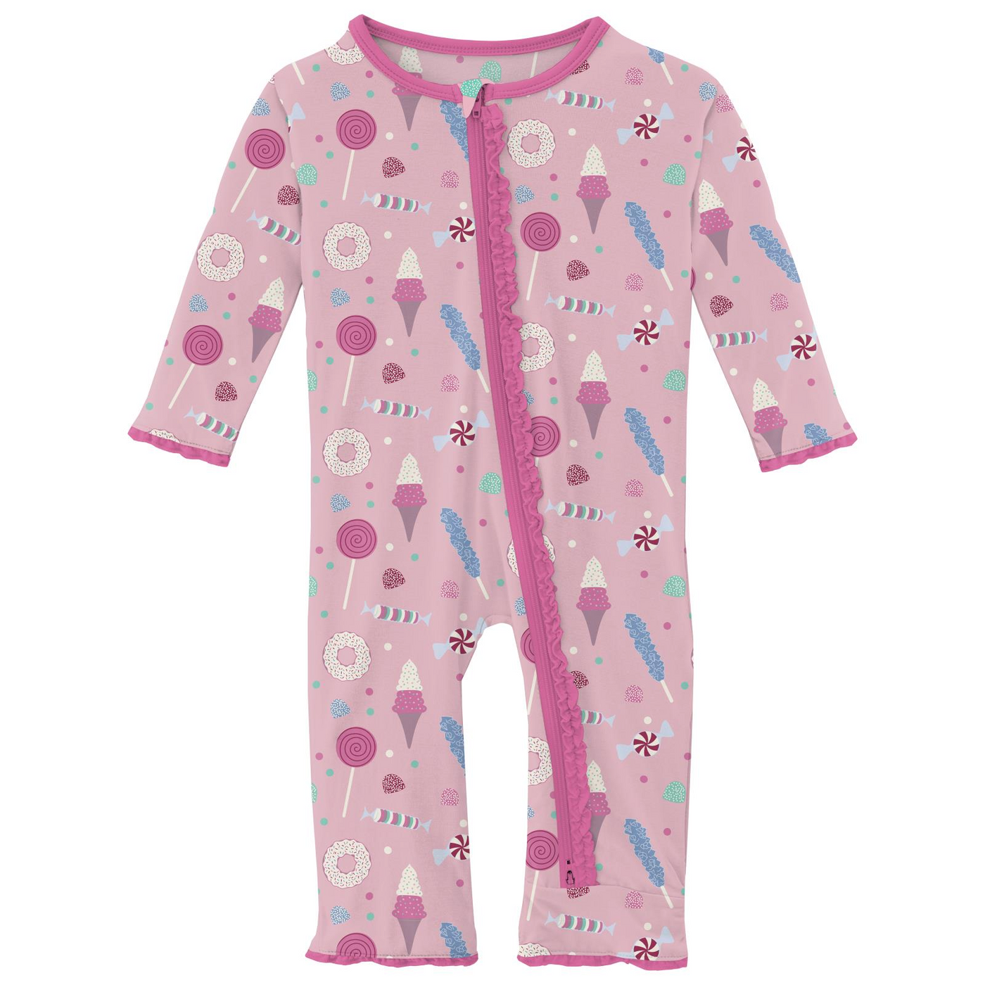 Kickee Pants Ruffle Coverall With 2 Way Zipper: Cake Pop Candy Dreams
