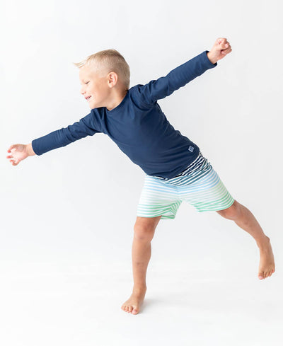RuffleButts + RuggedButts - Boys Coastal Stripes Swim Trunks (Run Big)