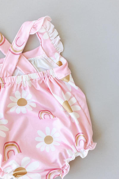 Mila & Rose:  You are My Sunshine Ruffle Cross Back Romper SHIPS SEPARATELY