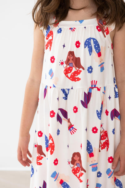 Mila & Rose:  Mer-Made in the USA Ruffle Cross Back Dress SHIPS SEPARATELY