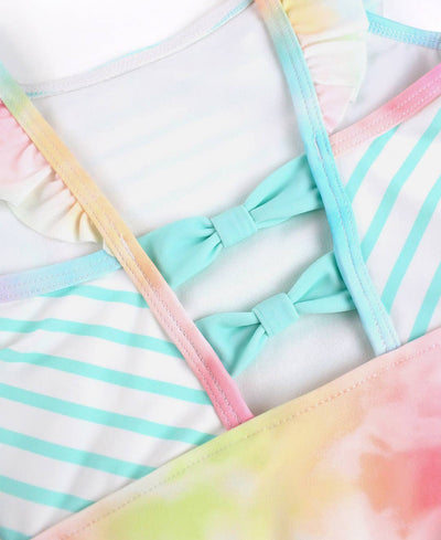 RuffleButts + RuggedButts - Girls Rainbow Tie Dye Pinafore One Piece