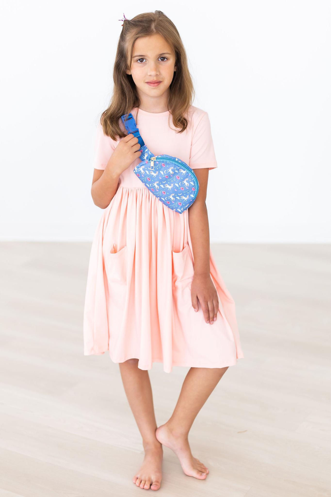 Mila & Rose:  Peach S/S Pocket Twirl Dress SHIPS SEPARATELY