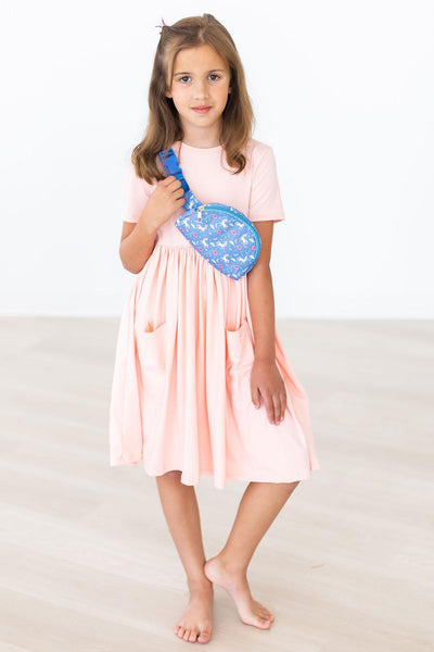 Mila & Rose:  Peach S/S Pocket Twirl Dress SHIPS SEPARATELY