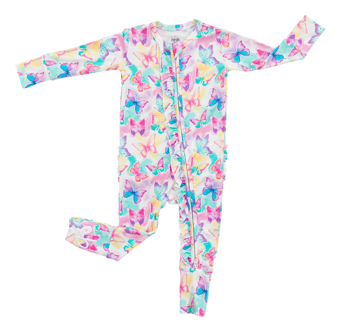 Birdie Bean Ruffle Convertible Romper: Dahlia