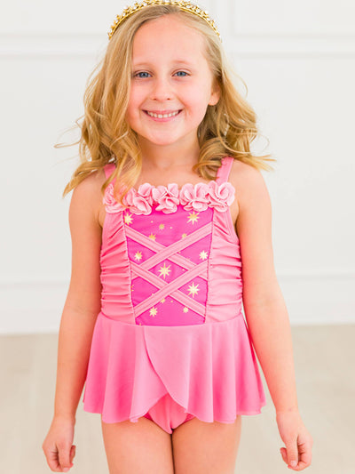 RuffleButts One Piece Swimsuit: Sleeping Princess