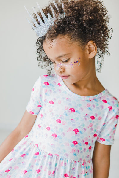 Mila & Rose:  Mermaid Scales S/S Twirl Dress SHIPS SEPARATELY