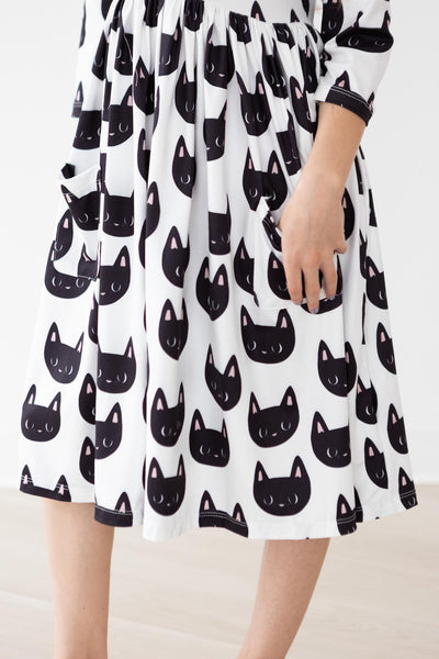 Mila & Rose:  Purrfect 3/4 Sleeve Pocket Twirl Dress SHIPS SEPARATELY