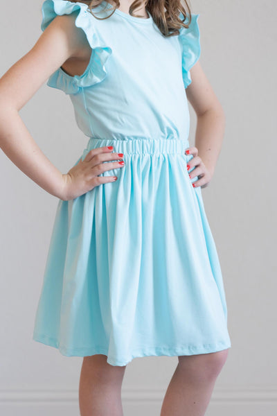 Mila & Rose:  Aqua S/S Ruffle Tee SHIPS SEPARATELY