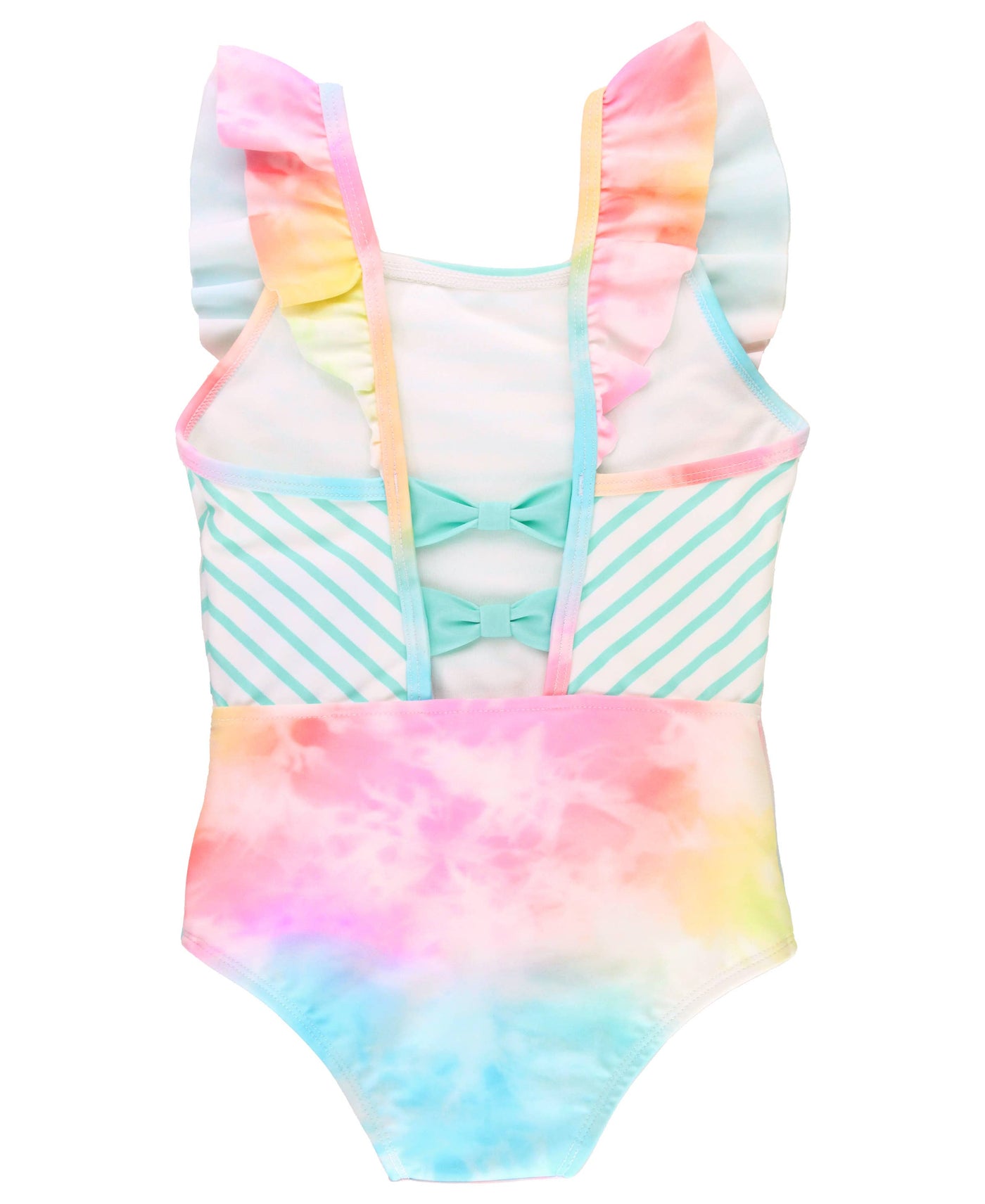 RuffleButts + RuggedButts - Girls Rainbow Tie Dye Pinafore One Piece