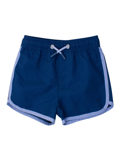 RuffleButts + RuggedButts - Boys Navy Dolphin Hem Swim Trunks