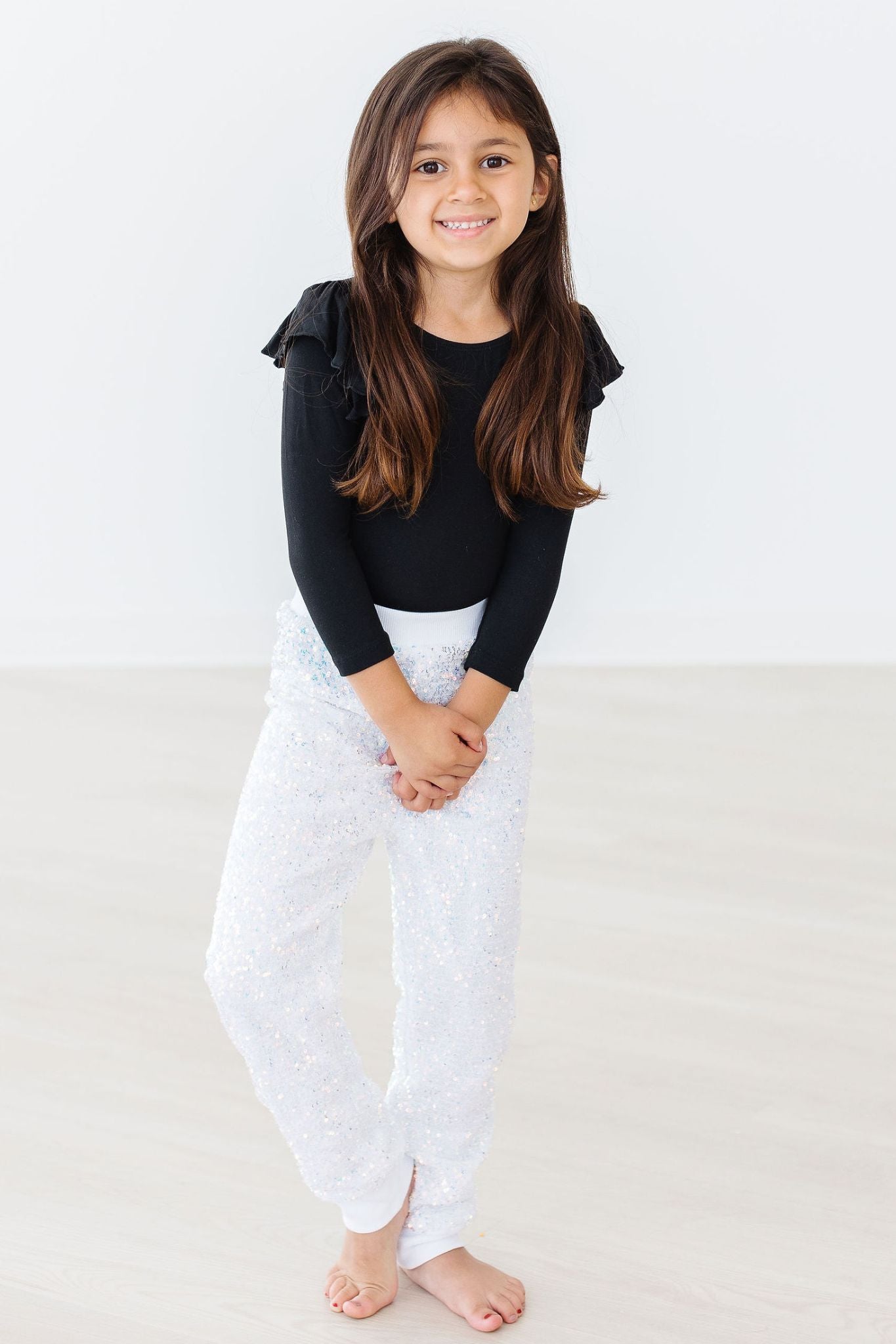 Mila & Rose:  Black L/S Flutter Sleeve Leotard SHIPS SEPARATELY