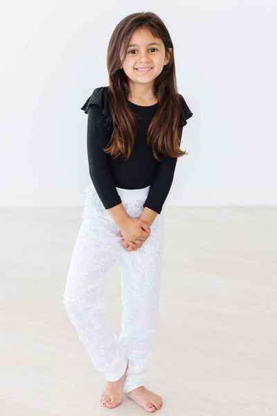 Mila & Rose:  Black L/S Flutter Sleeve Leotard SHIPS SEPARATELY