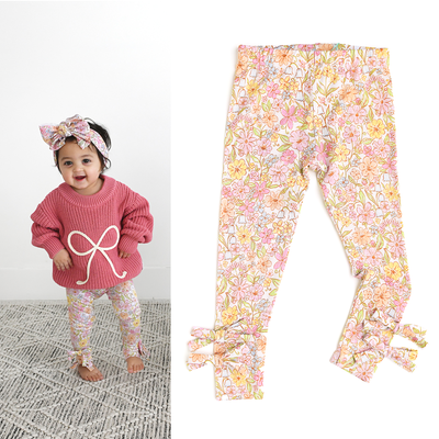 Gigi and Max: Kennedy Floral Bow Leggings (Runs Big)
