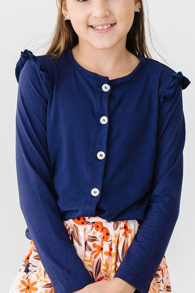 Mila & Rose:  Navy Ruffle Cardigan SHIPS SEPARATELY