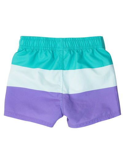 RuffleButts + RuggedButts - Boys Green Purple Colorblock Swim Trunks (Run Big)