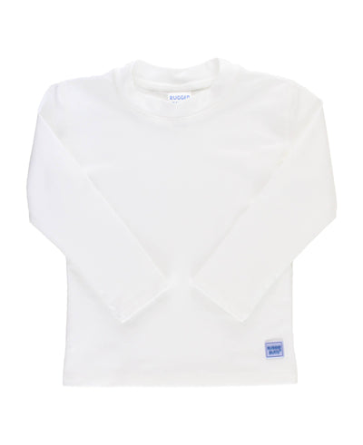 RuffleButts + RuggedButts - Boys White Long Sleeve Rash Guard