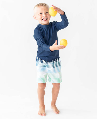 RuffleButts + RuggedButts - Boys Coastal Stripes Swim Trunks (Run Big)