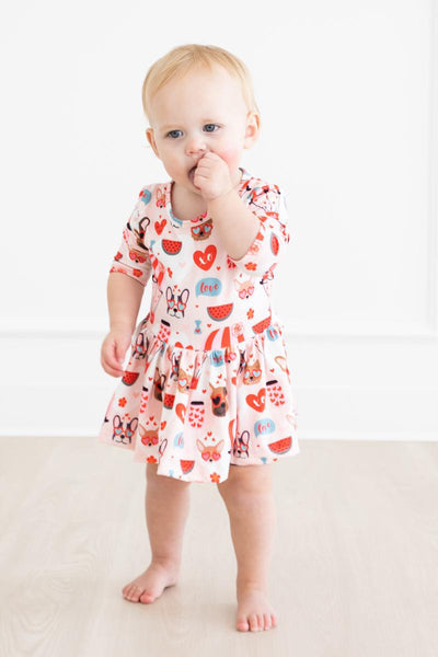 Mila & Rose:  Puppy Love 3/4 Sleeve Twirl Bodysuit SHIPS SEPARATELY