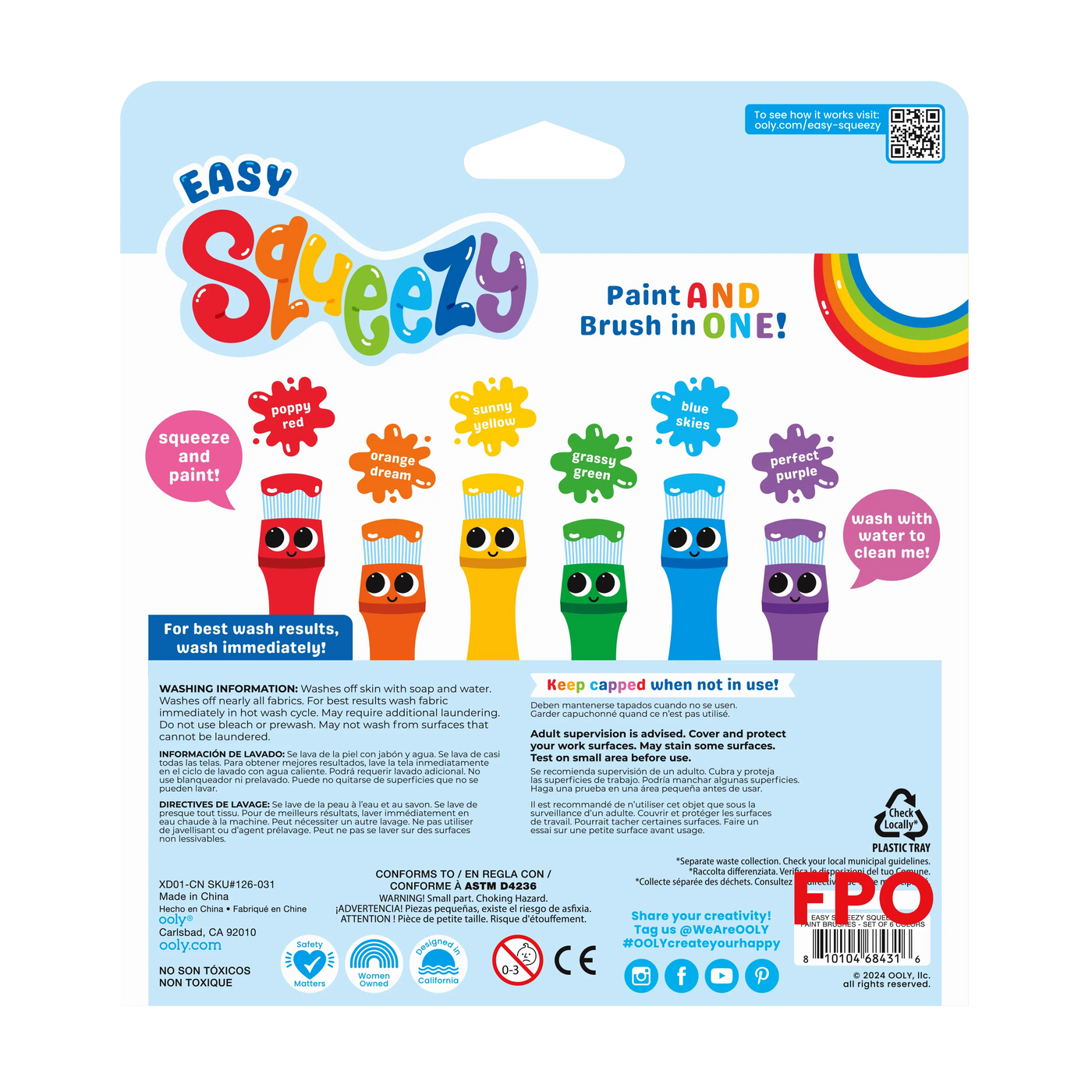 OOLY: Easy Squeezy Squeezable Poster Paint Brushes