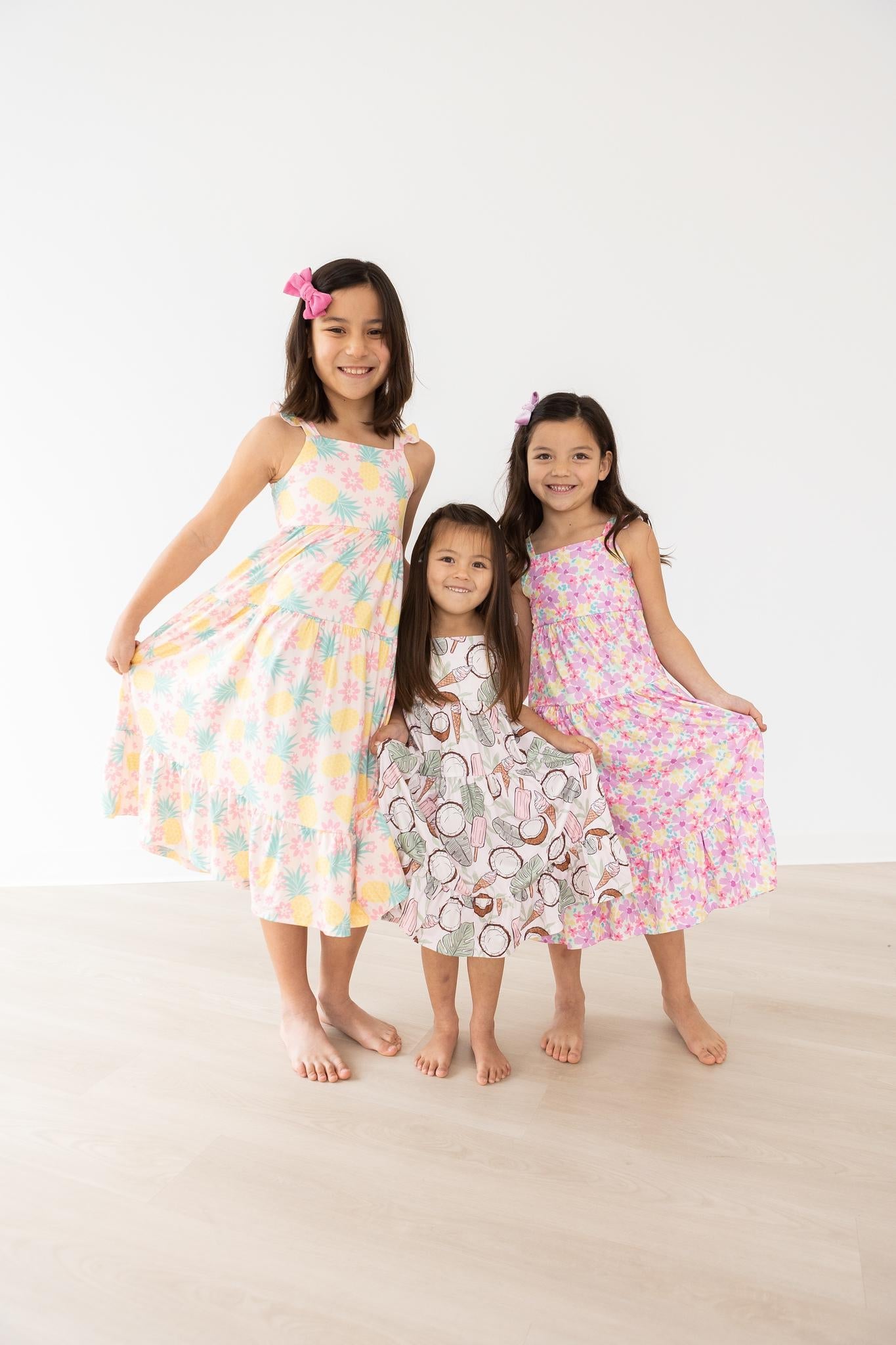 Mila & Rose:  Summer Watercolor Floral Ruffle Maxi Dress SHIPS SEPARATELY