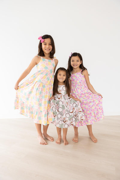 Mila & Rose:  Summer Watercolor Floral Ruffle Maxi Dress SHIPS SEPARATELY