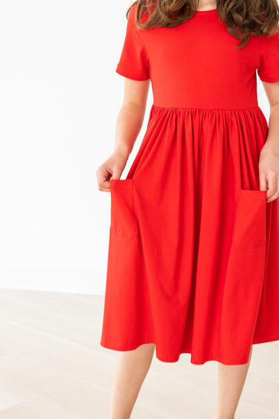 Mila & Rose:  Red S/S Pocket Twirl Dress SHIPS SEPARATELY