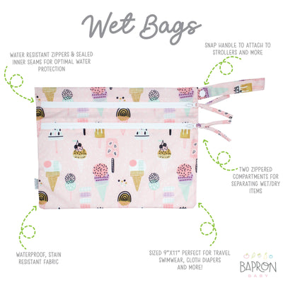 BapronBaby Waterproof Wet Bag: Pink Ice Cream
