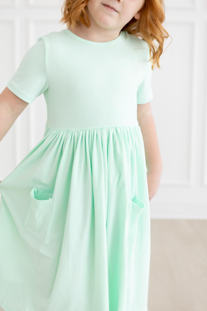 Mila & Rose:  Pastel Green S/S Pocket Twirl Dress SHIPS SEPARATELY