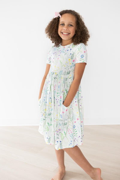 Mila & Rose:  Spring Dandelion Floral S/S Pocket Twirl Dress SHIPS SEPARATELY