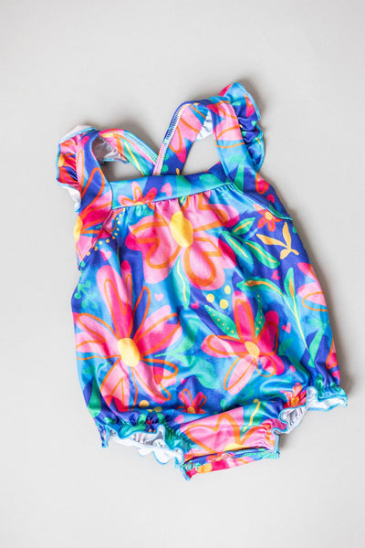 Mila & Rose:  Springing Around Ruffle Cross Back Romper SHIPS SEPARATELY